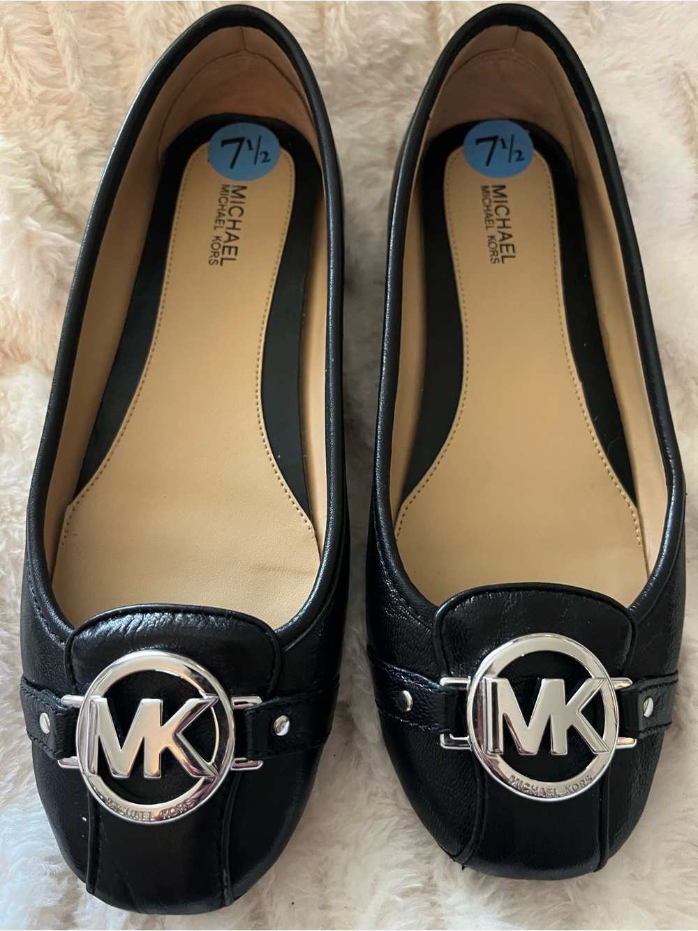 Michael Kors Black Leather MK Logo Loafers 7.5